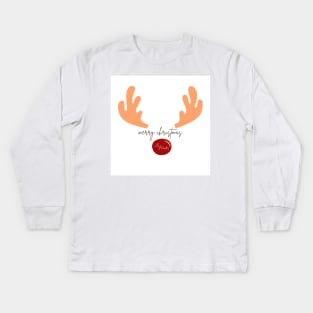 merry deer christmas Kids Long Sleeve T-Shirt